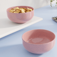 Solid Pink Ceramic Bowl Set Of 2