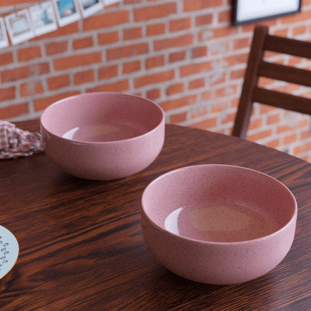 Solid Pink Ceramic Bowl Set Of 4 – The Earth Store
