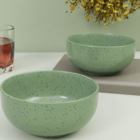 Spiral Green Ceramic Bowl Set Of 2