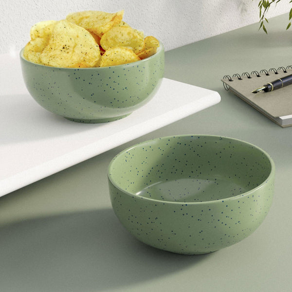 Spiral Green Ceramic Bowl Set Of 2 - The Earth Store - Bowl