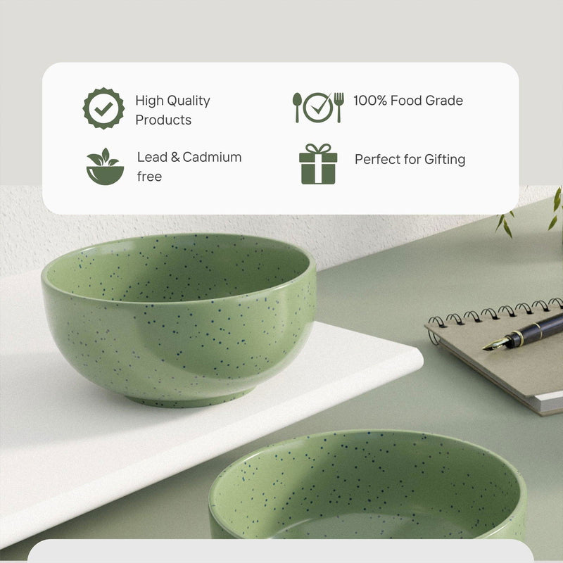 Spiral Green Ceramic Bowl Set Of 2 - The Earth Store - Bowl