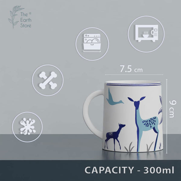 Stag Blue Coffee Mug Set (Set of 4) - The Earth Store - Mug Set