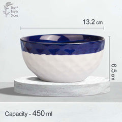 Studio Pottery Dual Tone White Blue Ceramic Snack Bowls Set Of 2 - The Earth Store - Bowl