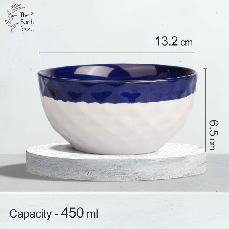 Studio Pottery Dual Tone White Blue Ceramic Snack Bowls Set Of 2 - The Earth Store - Bowl