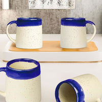 Studio Pottery Dual Tone White and Blue Coffee (Set of 4)