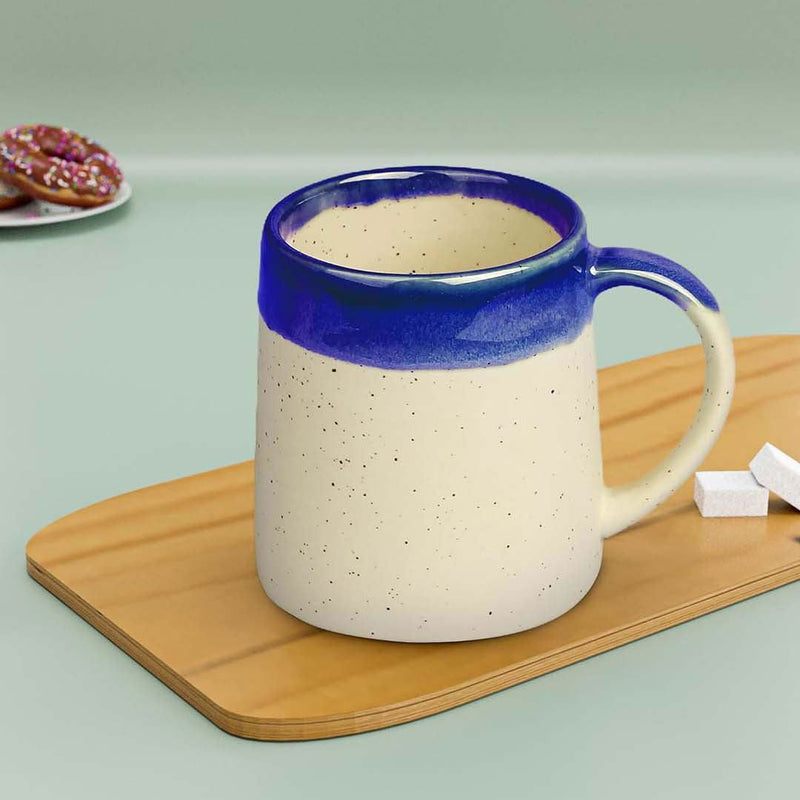 Studio Pottery Dual Tone White and Blue Coffee (Set of 4) - The Earth Store - Mug Set