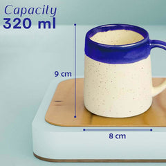Studio Pottery Dual Tone White and Blue Coffee (Set of 4) - The Earth Store - Mug Set