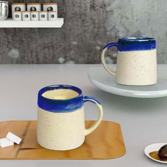 Studio Pottery Dual Tone White and Blue Coffee (Set of 4) - The Earth Store - Mug Set