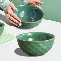 Studio Pottery Green Ceramic Snack Bowls Set of 2
