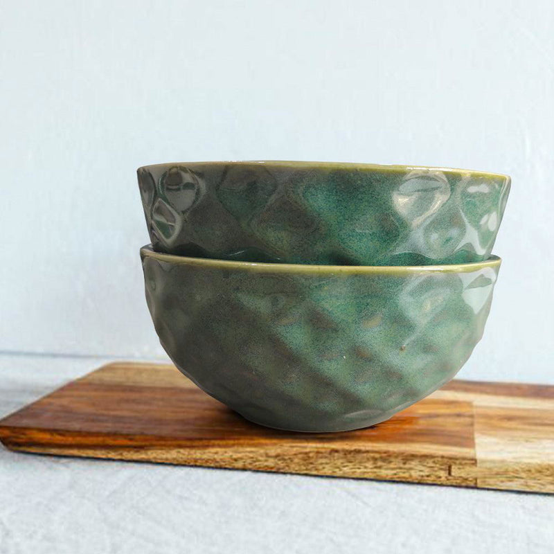 Studio Pottery Green Snacks Bowls (Set of 2) - The Earth Store - Bowl