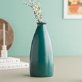 Teal Bottle Ceramic Flower Vase