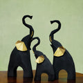 Triple Elephant Charm Statues in Varying Sizes