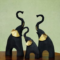 Triple Elephant Charm Statues in Varying Sizes