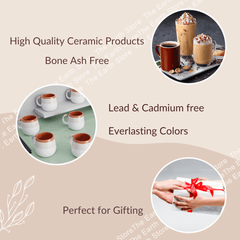 Tritone Brown Brown Ovule Shape Tea Cups Set of 6 - The Earth Store - Cup Sets