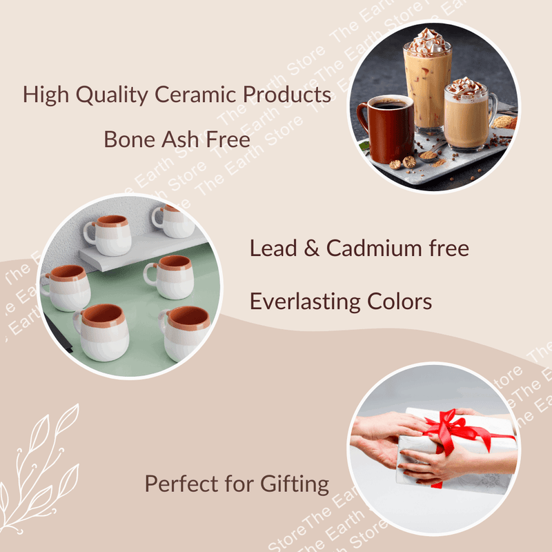 Tritone Brown Brown Ovule Shape Tea Cups Set of 6 - The Earth Store - Cup Sets