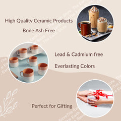Tritone Brown Fringe Tea Cups Set of 6 - The Earth Store - Cup Sets