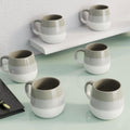 Tritone Brown Grey Ovule Shape Tea Cups Set of 6