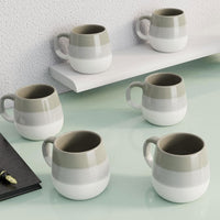 Tritone Brown Grey Ovule Shape Tea Cups Set of 6
