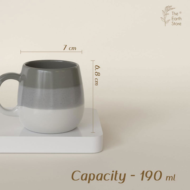 Tritone Brown Grey Ovule Shape Tea Cups Set of 6 - The Earth Store - Cup Sets
