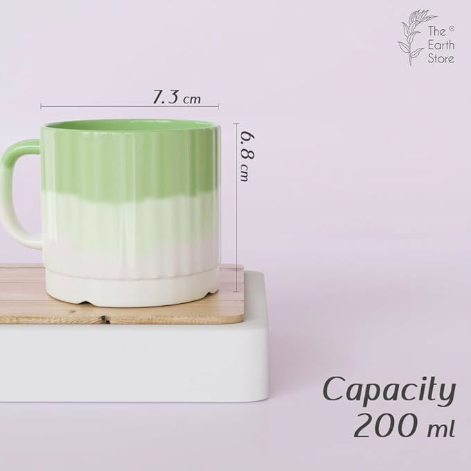 Tritone Green Fringe Tea Cups Set of 6 - The Earth Store - Cup Sets