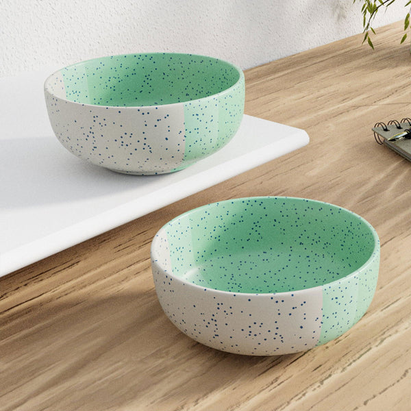 Tritone Green Matte 150ml Ceramic Bowl Set Of 6 - The Earth Store - Bowl