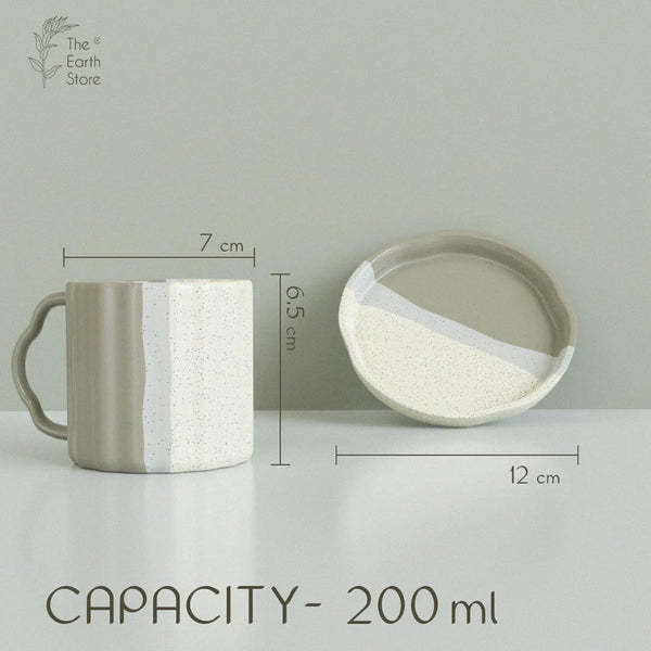 Tritone Grey Frontier Tea Cup with Saucer Set of 4 - The Earth Store - Cup Sets