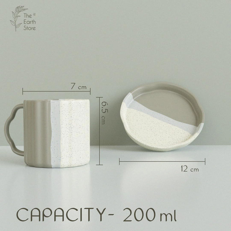 Tritone Grey Frontier Tea Cup with Saucer Set of 4 - The Earth Store - Cup Sets