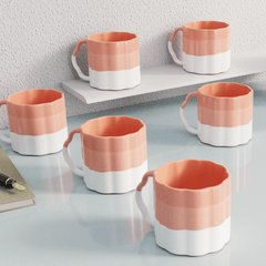 Tritone Pink Frontier Tea Cups Set of 6 - The Earth Store - Cup Sets