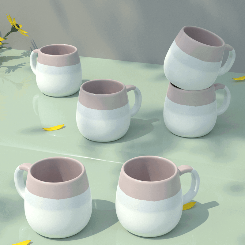 Tritone Tuscany Ovule Shape Tea Cups Set of 6 - The Earth Store - Cup Sets