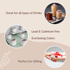 Tritone Tuscany Ovule Shape Tea Cups Set of 6 - The Earth Store - Cup Sets