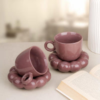 Violet Bubble Coffee Cup with Saucer Set of 2