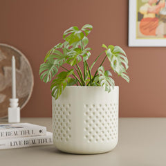 White Dotted Ceramic Clay Pots - The Earth Store - Planter