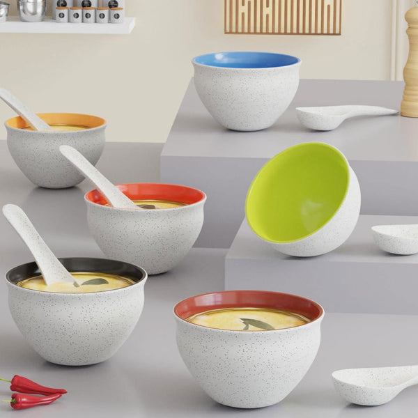 White Marble Soup Bowls (Set of 6) - The Earth Store - Bowl