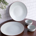 White Matte Brown Ceramic Dinner Plate Set of 2