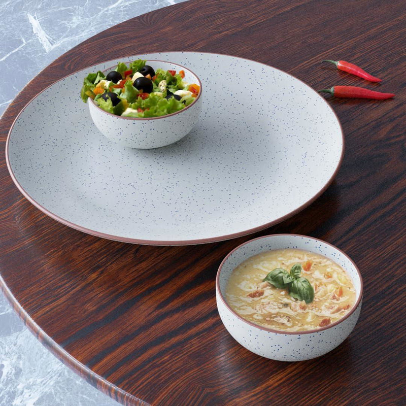 White Matte Brown Ceramic Dinner Plate Set of 2 - The Earth Store - Dinnerware