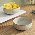 White Matte Brown Ceramic Bowl Set Of 2