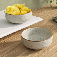White Matte Brown Ceramic Bowl Set Of 2