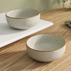 White Matte Brown Ceramic Bowl Set Of 2 - The Earth Store - Bowl