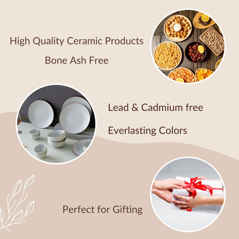 White Matte Ceramic Dinner Set - 12 pieces ( 6 Plates + 6 Bowls ) - The Earth Store - Dinnerware