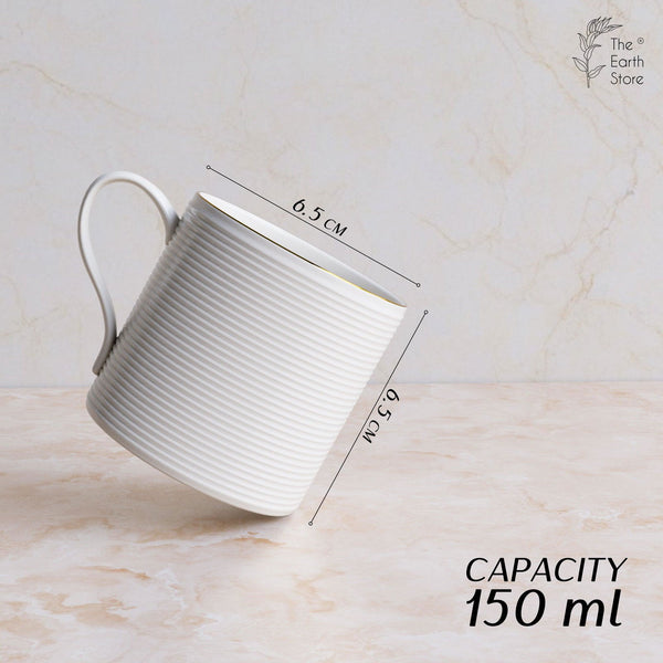 White Ring Tea Cup Set Of 6 - The Earth Store - Tea Cups