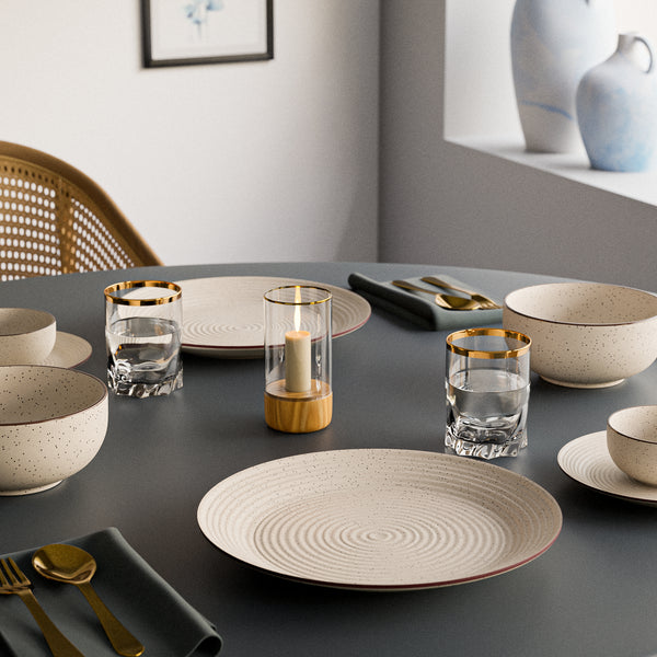 Spiral White Ceramic Dinner Plates Set of 4 – Chip-Resistant