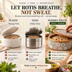 Medina Mango Wood Roti Casserole with Lid | 1600ML