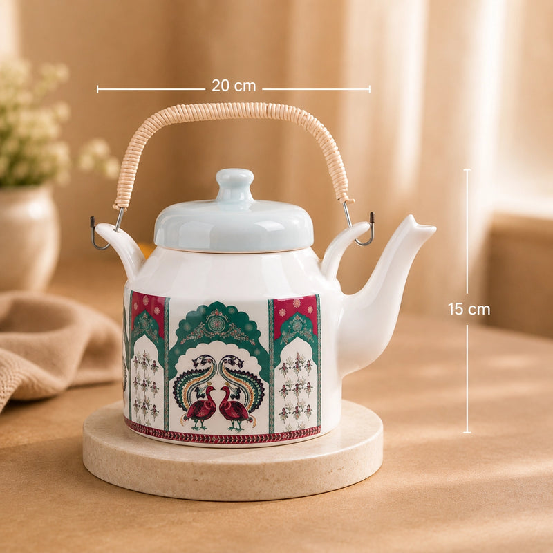 Peagal Glass Ceramic Tea Set with Kettle (6 Cups & 1 Kettle)