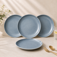 Organic Grey Ceramic Quarter Plates - Set of 4