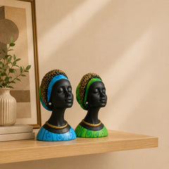 Regal Noir & Gold Sculptural Bust Duo