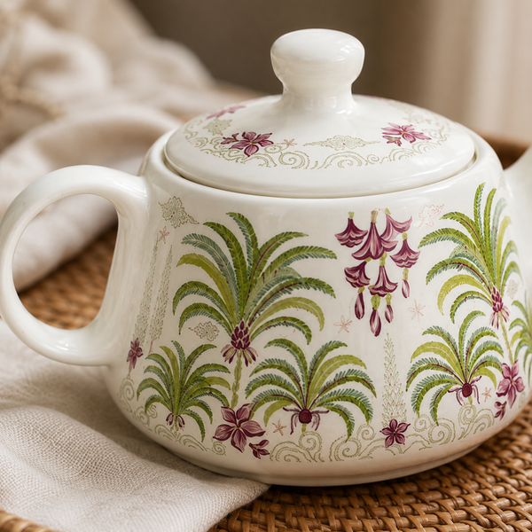 Tropical Morning Ceramic Tea Kettle Cup Set of 6