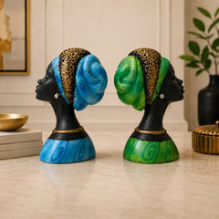 Regal Noir & Gold Sculptural Bust Duo