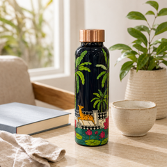 Palm Grove Copper Water Bottle | Pichwai Art Design | 900ml