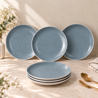 Organic Grey Ceramic Quarter Plates - Set of 6