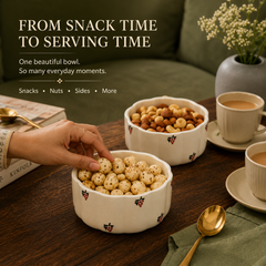 Cream Grapes Ceramic Vegetable Bowl Set of 4 (250ML)
